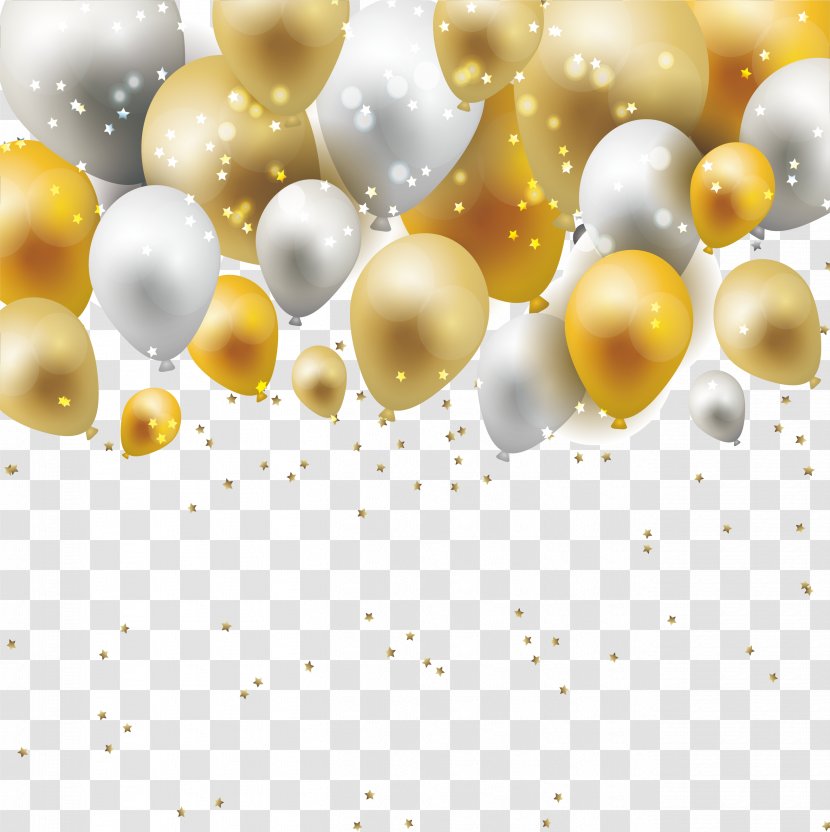 Material Yellow Pattern - Greeting Note Cards - Dream Gold And Silver Balloon Borders Transparent PNG