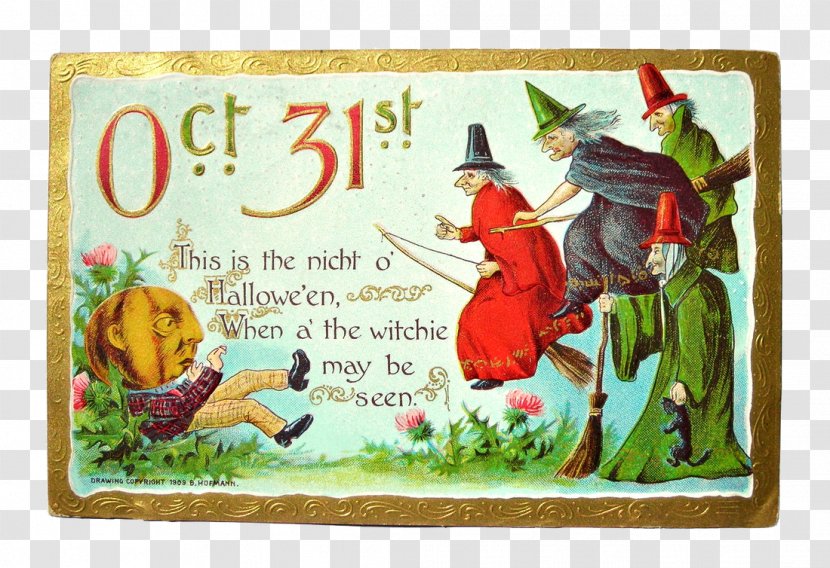 Halloween Post Cards Jack-o'-lantern Antique Pumpkin - Paper Embossing Transparent PNG