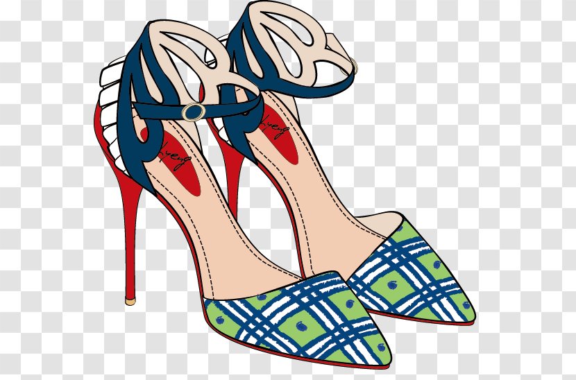 High-heeled Footwear Shoe Cartoon - Green Stripe High Heels Transparent PNG