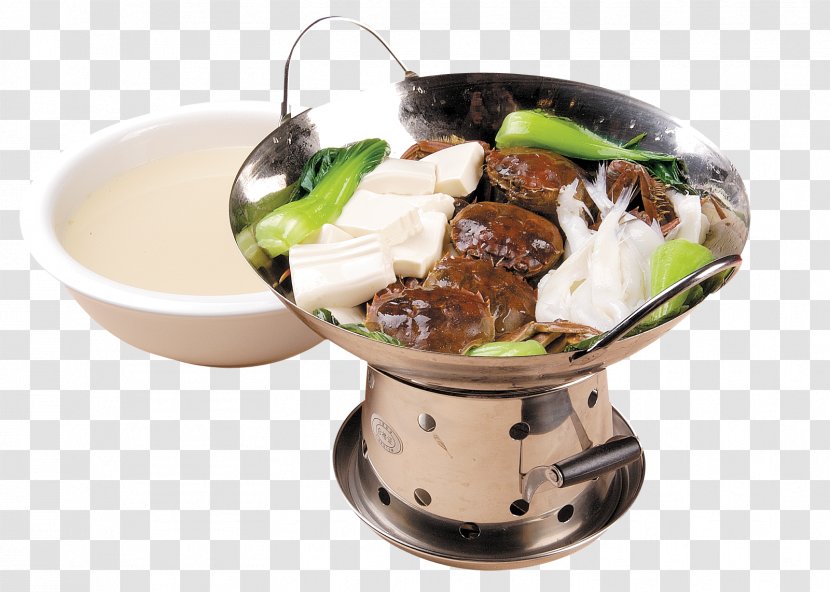 Sundubu-jjigae Asian Cuisine Crab Food - Cookware And Bakeware - Tofu Pot Seeds Whitebait Transparent PNG