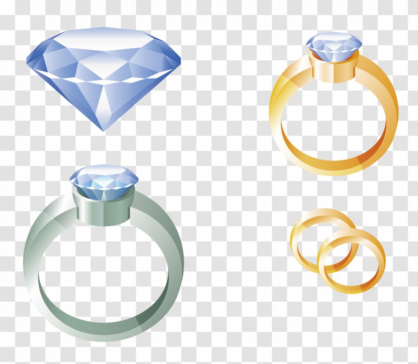 Wedding Ring Engagement Clip Art - Vector Diamond Transparent PNG