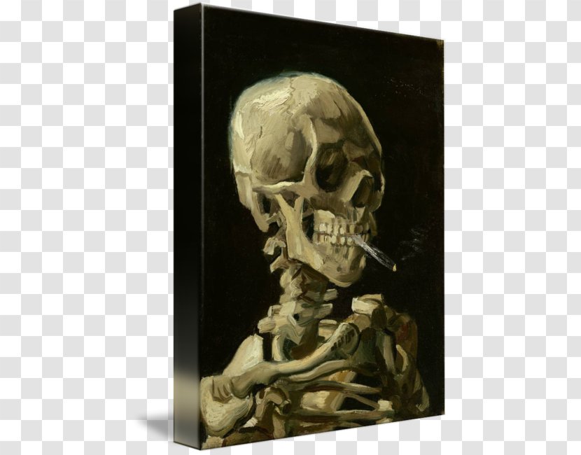 Skull Of A Skeleton With Burning Cigarette The Starry Night Over Rhône Canvas Print Painting - Art - Vincent Van Gogh Transparent PNG