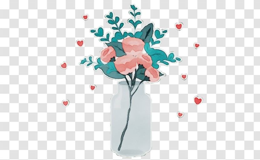 Vase Turquoise Flower Pink Plant Transparent PNG