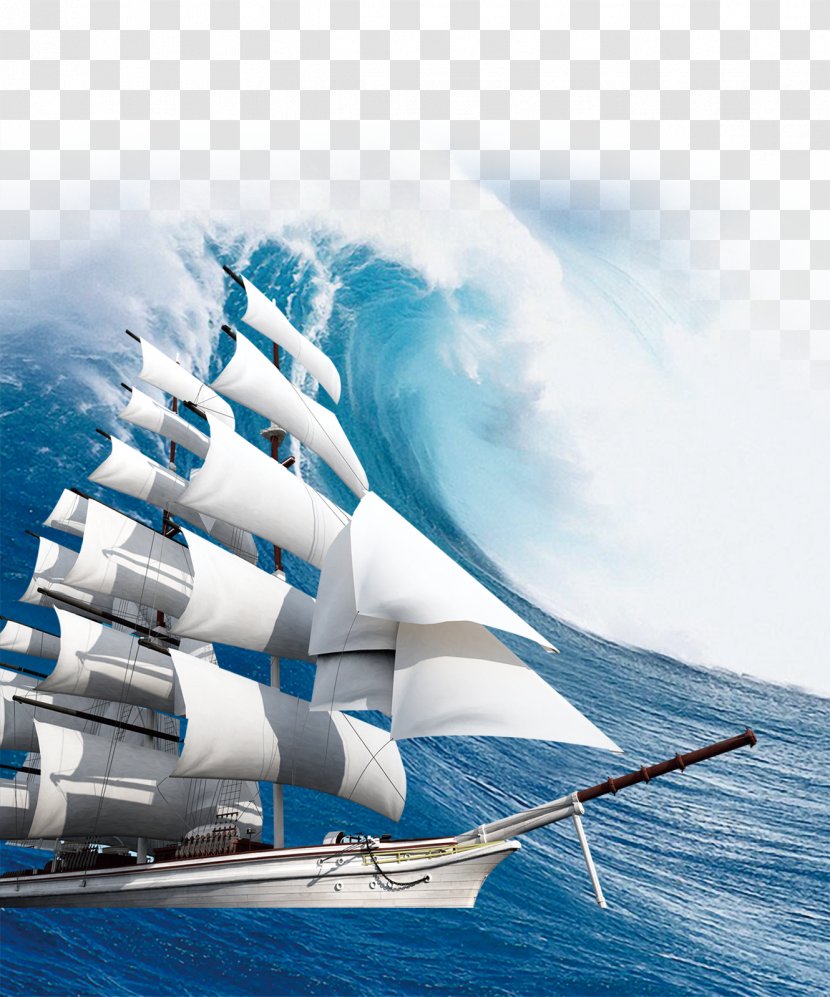 Sailing Ship Sea Wallpaper - Mast - Wave Transparent PNG