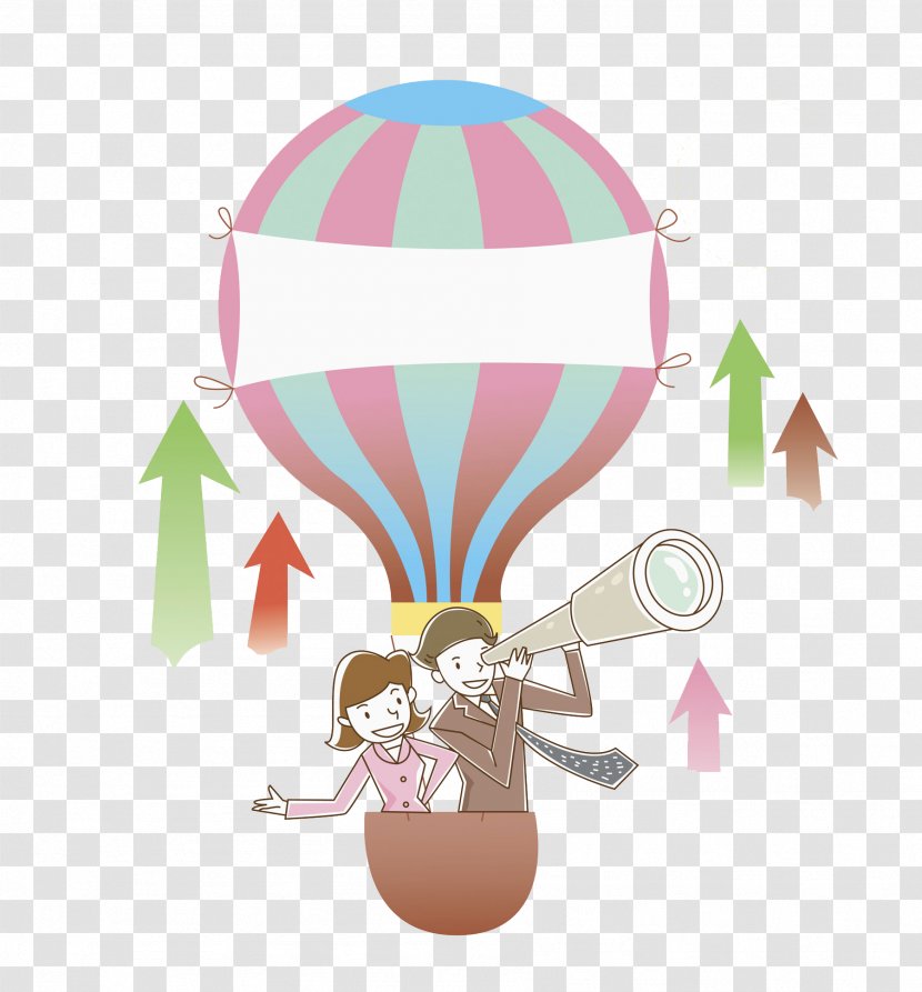 Hot Air Balloon Telescope - Binoculars - People Who Observe The Sky In A Transparent PNG