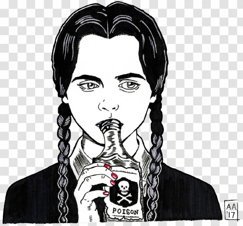 Wednesday Addams The Family Image Cartoon Illustration - Carnival - Badge Transparent PNG