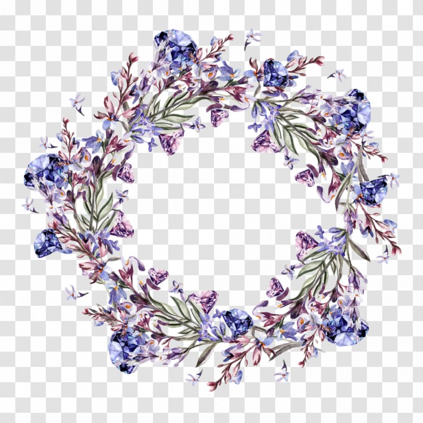Watercolor Painting Flower Lavender Illustration - Purple Wreath Transparent PNG