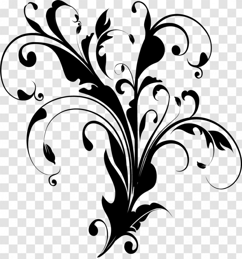 Floral Design Monochrome Painting Black And White Visual Arts Transparent PNG