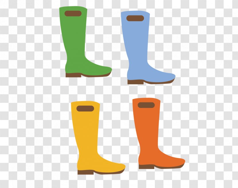 Shoe Color Orange Boot - Four Different Colored Boots Transparent PNG