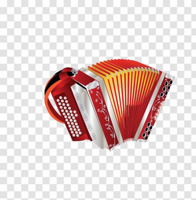 Accordion Musical Instrument - Flower - Red Transparent PNG