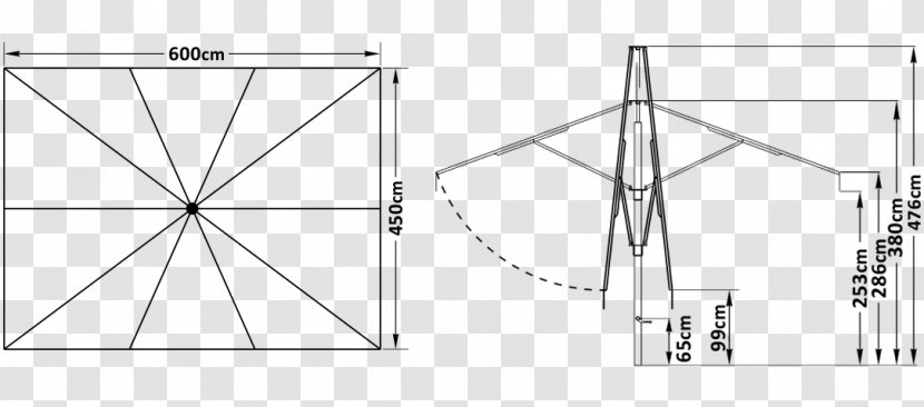 Technical Drawing Triangle Diagram White - Table Umbrella Transparent PNG