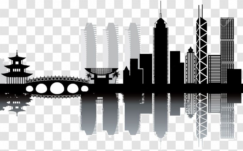 Hong Kong Skyline Silhouette - Cityscape Transparent PNG