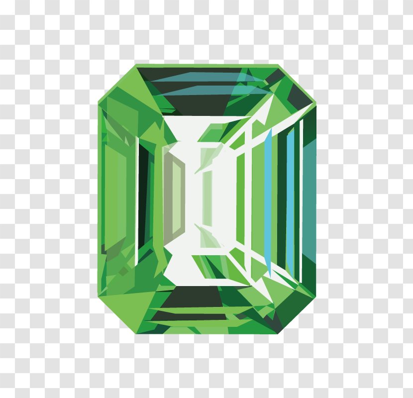Emerald Diamond Color Gemstone - Hand-painted Vector Transparent PNG