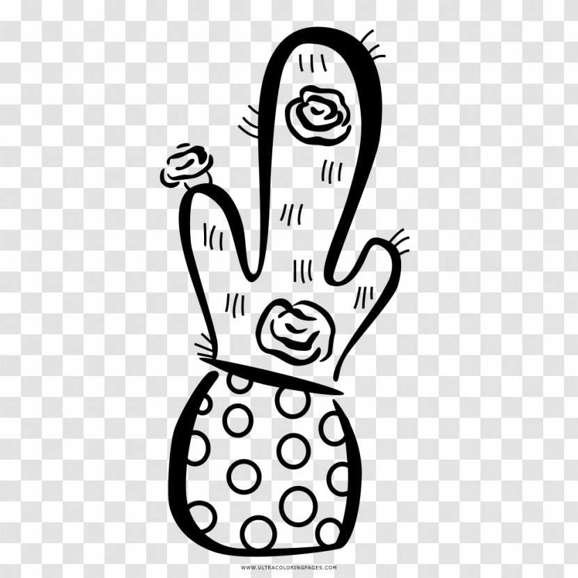Drawing Coloring Book Character Vertebrate Cactaceae - Monochrome Photography - Cacto Transparent PNG