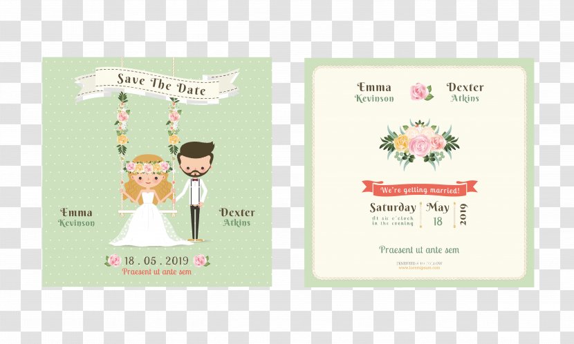 Wedding Invitation Cartoon Illustration - Exquisite Design Vector Material Transparent PNG