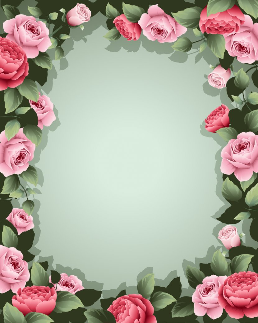 Flower Wallpaper - Artificial - Green Frame Transparent PNG