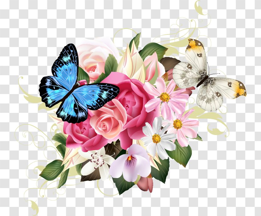 Nymphalidae Butterfly Flower - Brush Footed - Romantic Roses Transparent PNG