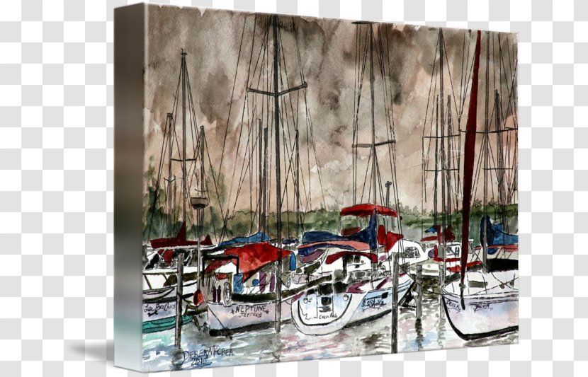 Watercolor Painting Canvas Gallery Wrap Sailboat Transparent PNG