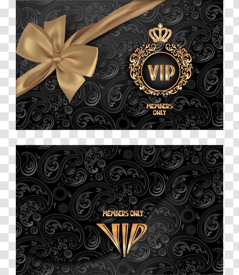 Euclidean Vector Gold - Bow Pattern VIP Card Transparent PNG