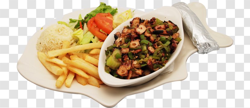 French Fries Mediterranean Cuisine Vegetarian Greek Junk Food - Octopus Seafood Transparent PNG