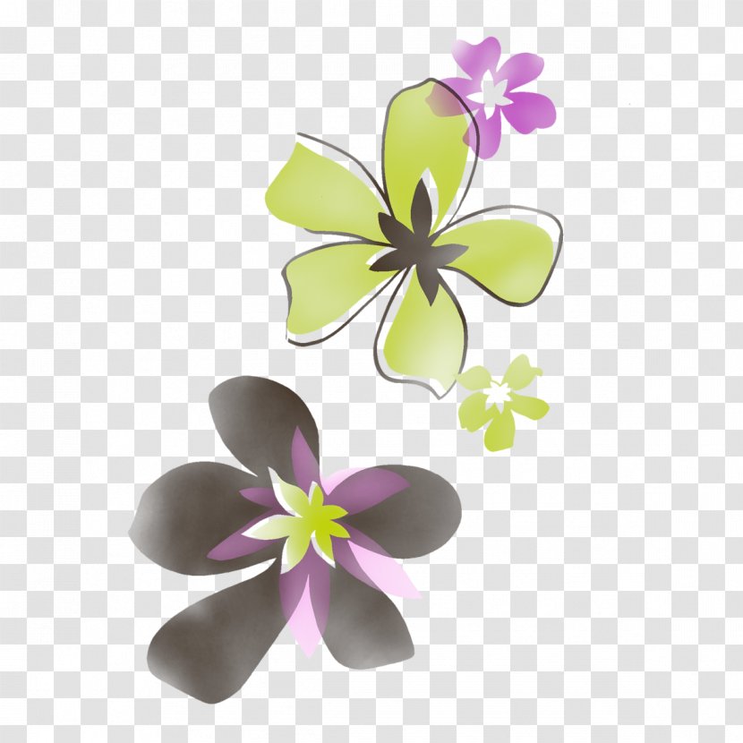 Flower Cartoon Illustration - Motif - Five Green Flowers Transparent PNG