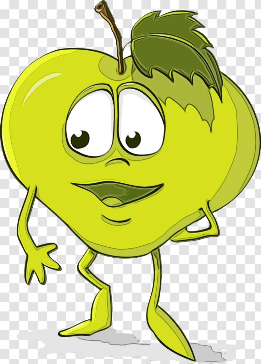 Green Cartoon Facial Expression Leaf Yellow - Smile - Plant Head Transparent PNG