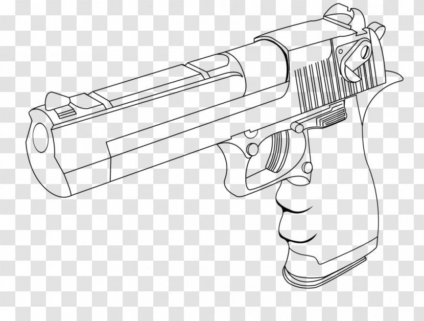 Firearm Line Art Weapon Handgun Pistol - Watercolor Transparent PNG