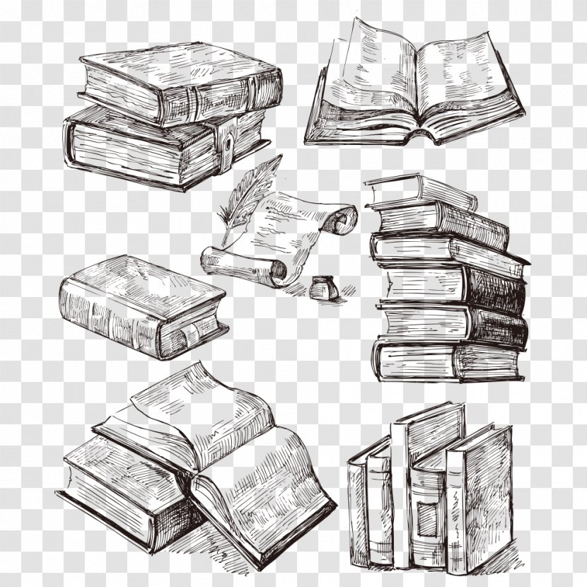 Book Drawing Tattoo Idea - Monochrome - Cartoon Books Transparent PNG