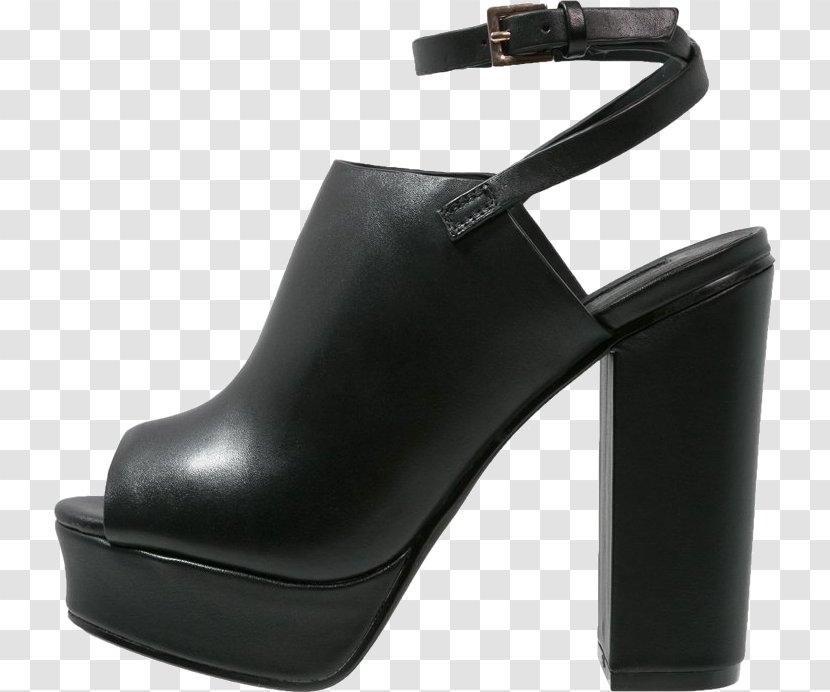 Heel Leather Sandal Shoe Pump - Black - Season Transparent PNG