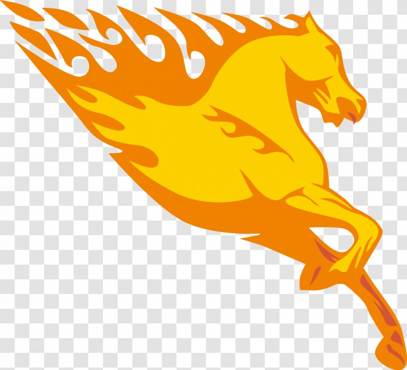 Horse Fire Sticker Clip Art - Yellow - Dragon Vector Material Transparent PNG