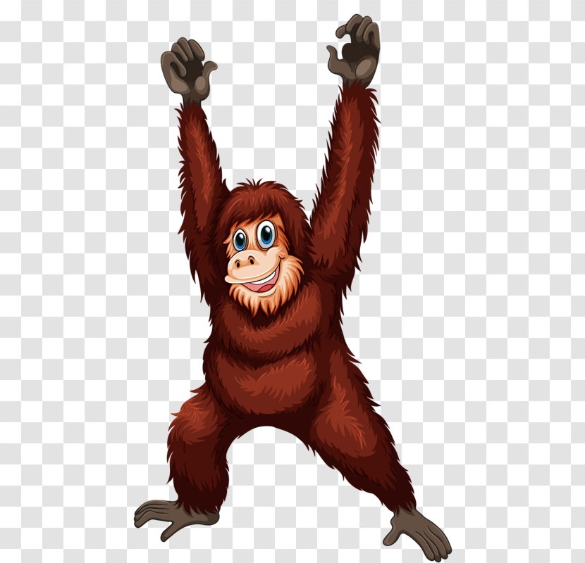 Orangutan Ape Royalty-free Clip Art - Mascot - Cartoon Gorilla Transparent PNG