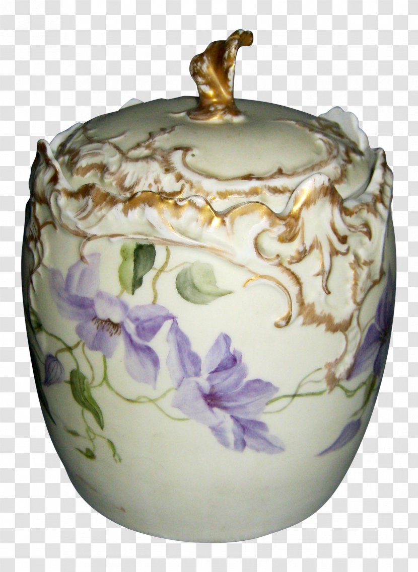 Ceramic Tureen Porcelain Vase Lilac - Hand-painted Flowers Decorated Transparent PNG