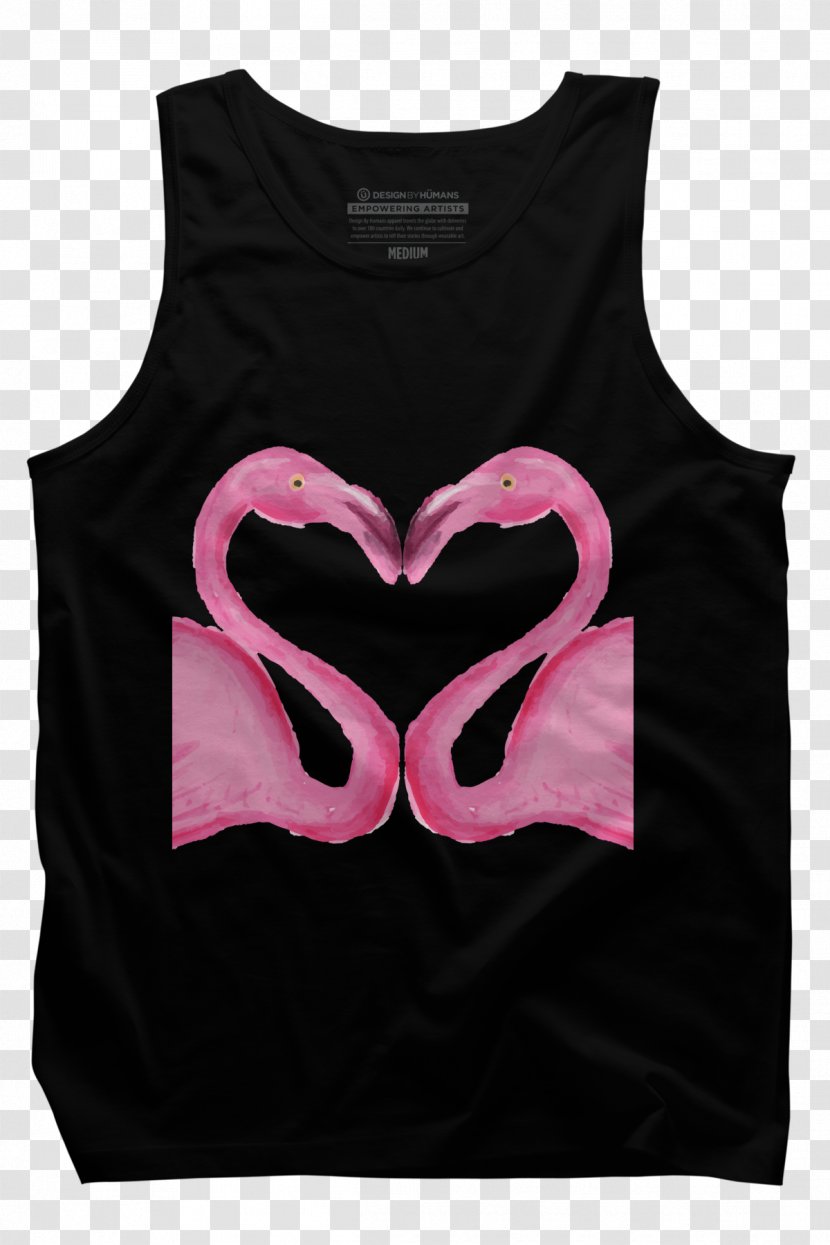 Gilets T-shirt Sleeve Pink M Neck - Flamingo Deductible Element Transparent PNG