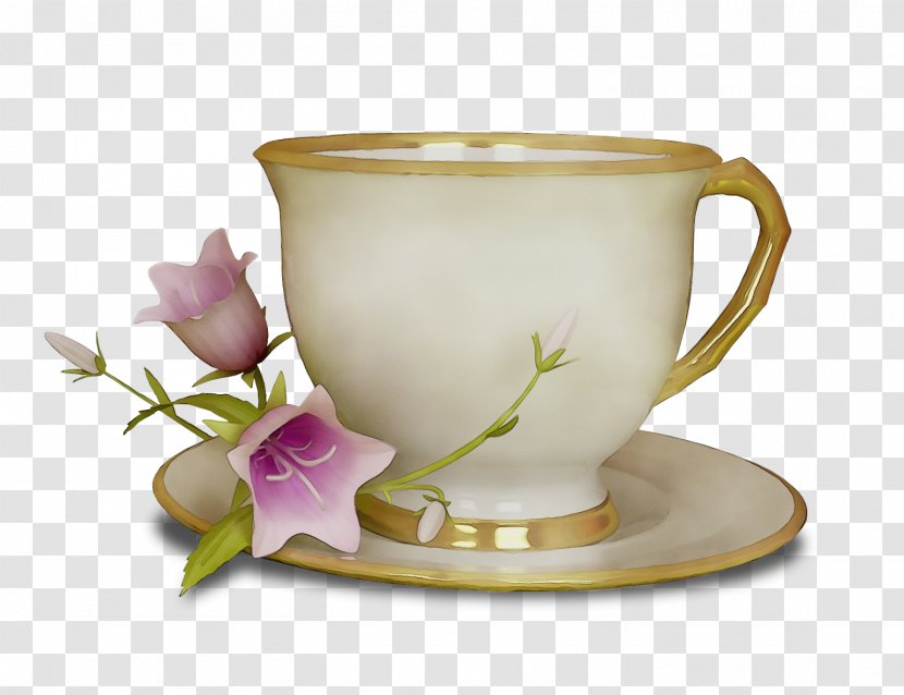 Watercolor Flower Background - Coffee Cup - Morning Glory Wildflower Transparent PNG