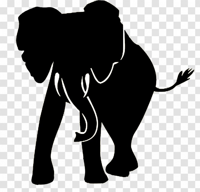 African Elephant Silhouette - Cattle Like Mammal - Elephants Transparent PNG