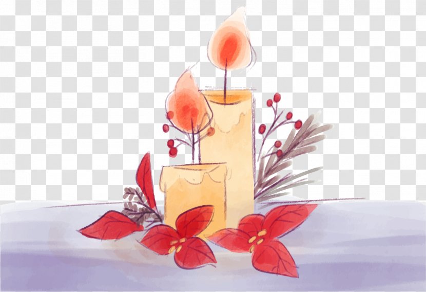 Candle Christmas Photography Euclidean Vector - Still Life - Watercolor Painted Holiday Transparent PNG