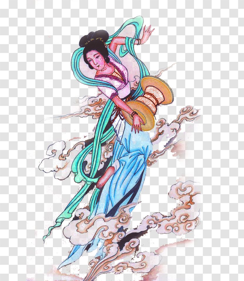China Gongbi Illustration - Flower - Woman Transparent PNG