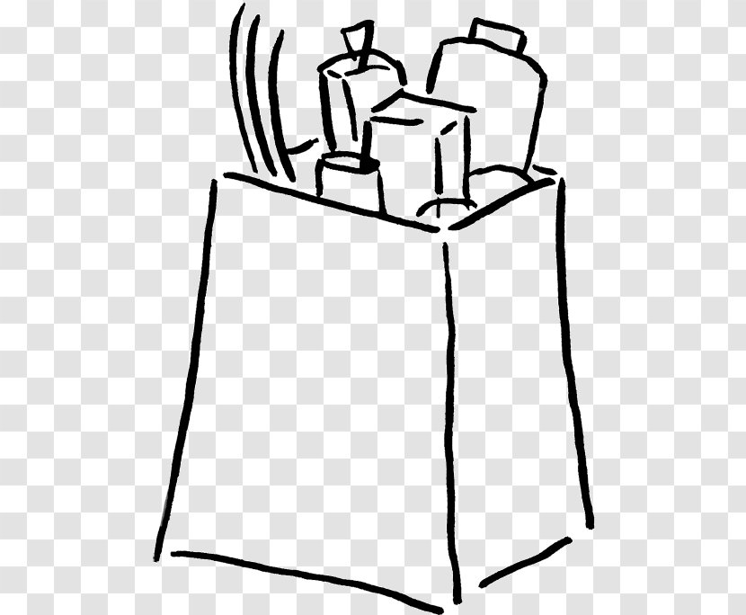 Shopping Bags & Trolleys Grocery Store Clip Art - Black And White - Bag Clipart Transparent PNG