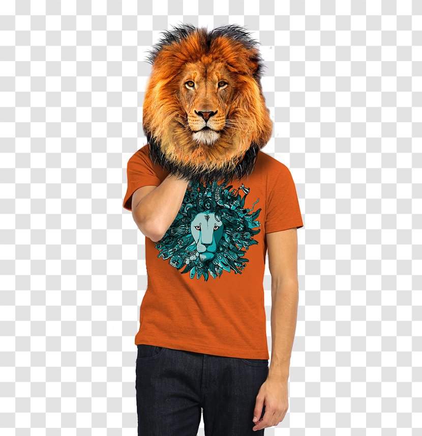 T-shirt Lion Cat Carnivora Outerwear - Head Transparent PNG