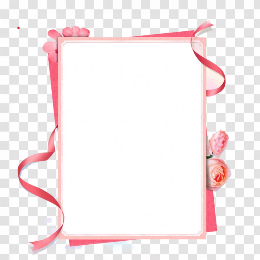 Pink Ribbon Picture Frame - Heart - Border Transparent PNG