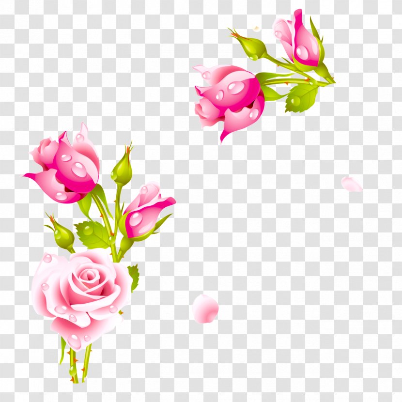 Border Flowers Blue Rose Garden Roses Painting - Floral Design - Flower Transparent PNG