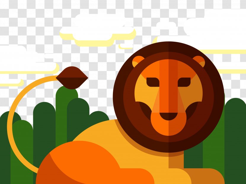 Lion Cartoon Geometry Illustration - Pumpkin - Creative Transparent PNG