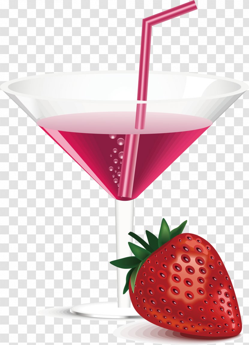 Orange Juice Cocktail Garnish Strawberry - Cosmopolitan - Vector Element Transparent PNG