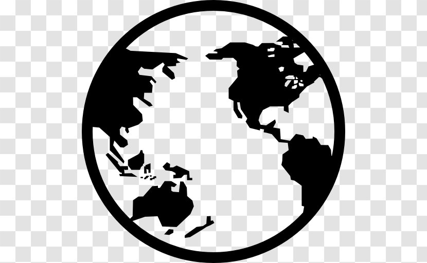 Europe Asia Earth Globe World - Monochrome - Vector Transparent PNG