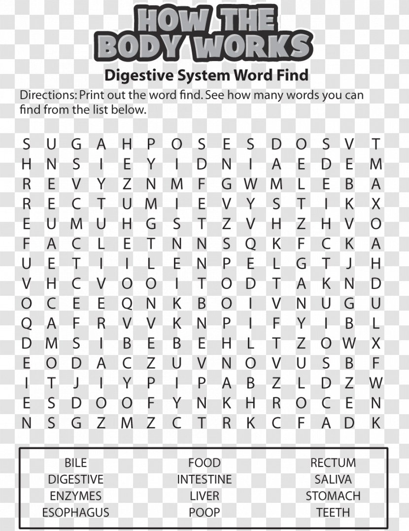 Circulatory System Word Search Human Body Heart Respiratory - Silhouette Transparent PNG