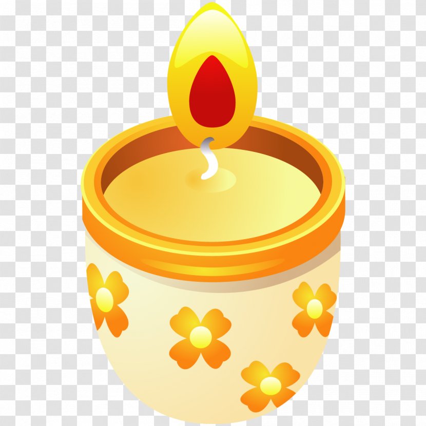 Cartoon Clip Art - Gift - Hand Painted Beautiful Yellow Candle Transparent PNG