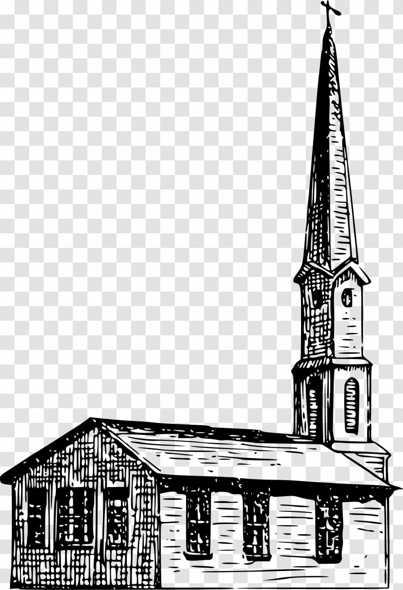 Church Clip Art - Black And White Transparent PNG