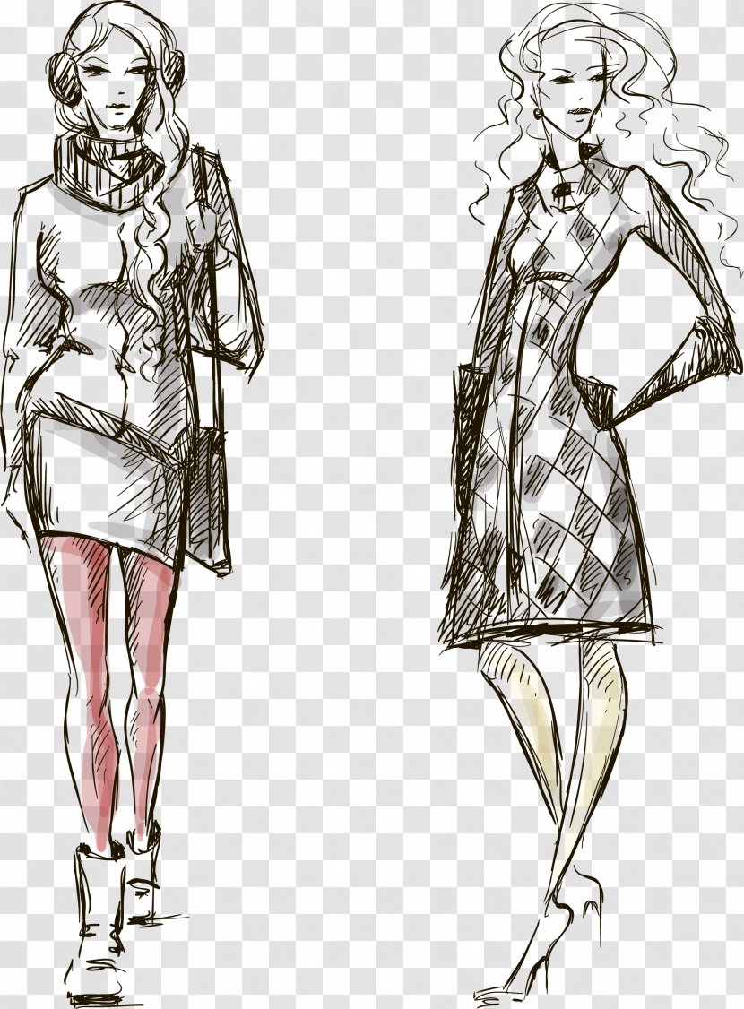 Fashion Illustration Drawing - Winter - Hand-painted Women Transparent PNG