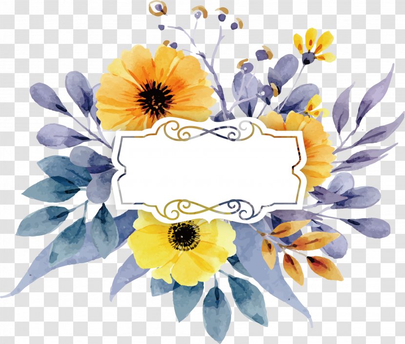 Euclidean Vector Computer File - Artificial Flower - Watercolor Small Yellow Invitation Letter Transparent PNG