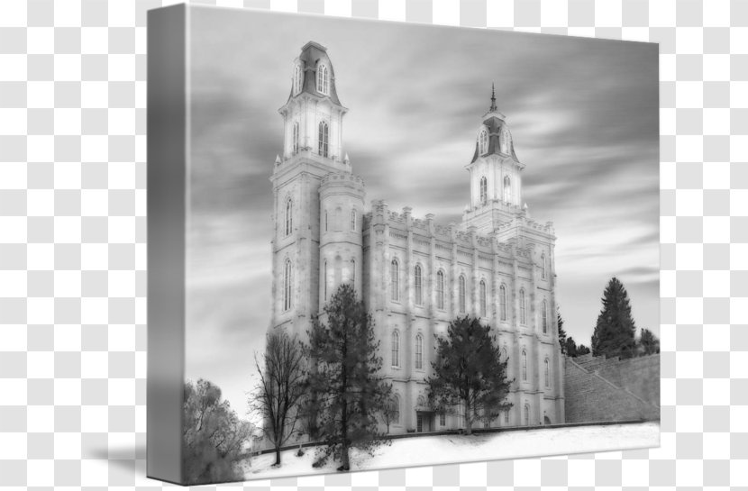 Manti Utah Temple Gallery Wrap Cathedral Canvas - Monochrome Photography - Drawing Pictures Transparent PNG